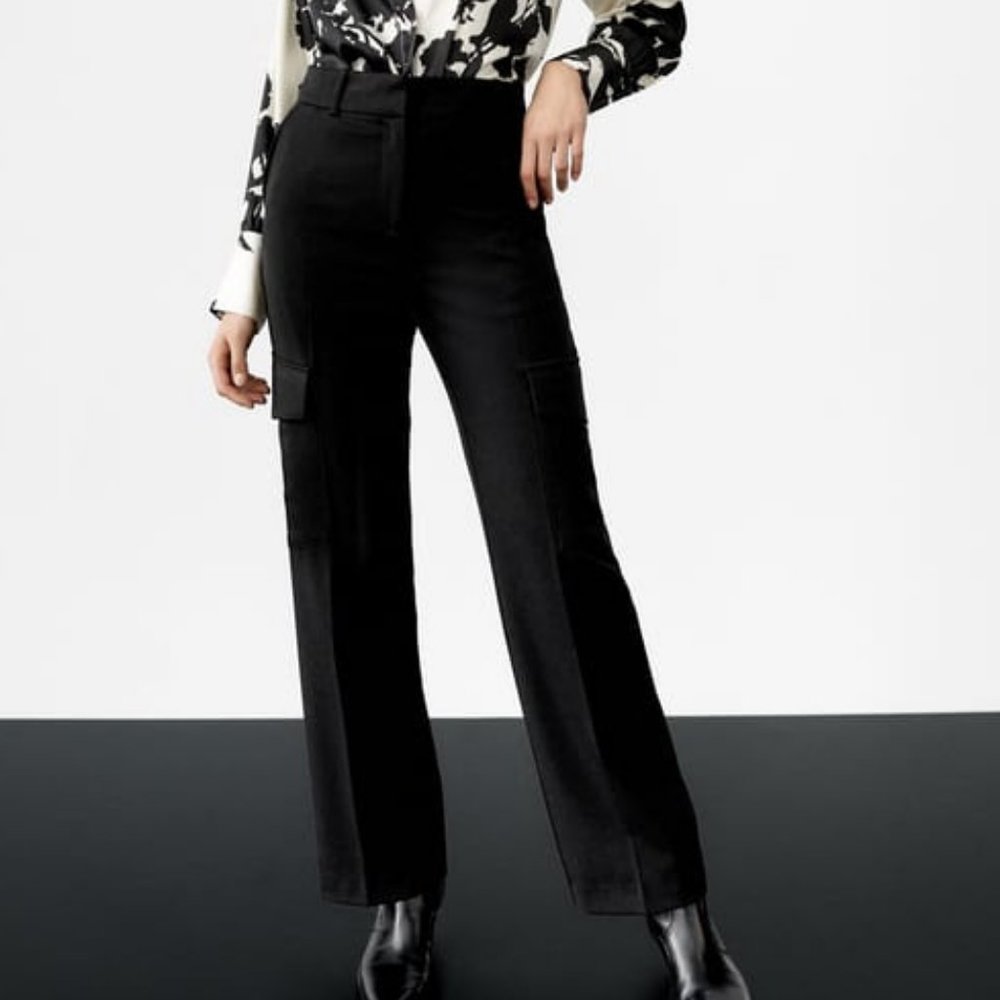 Zara Black Straight Leg Cargo Pant
